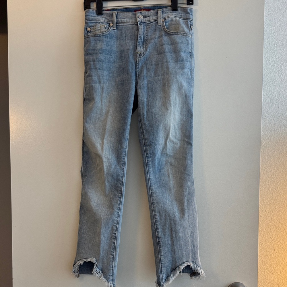 7 For All Mankind Light Blue Cropped Jeans